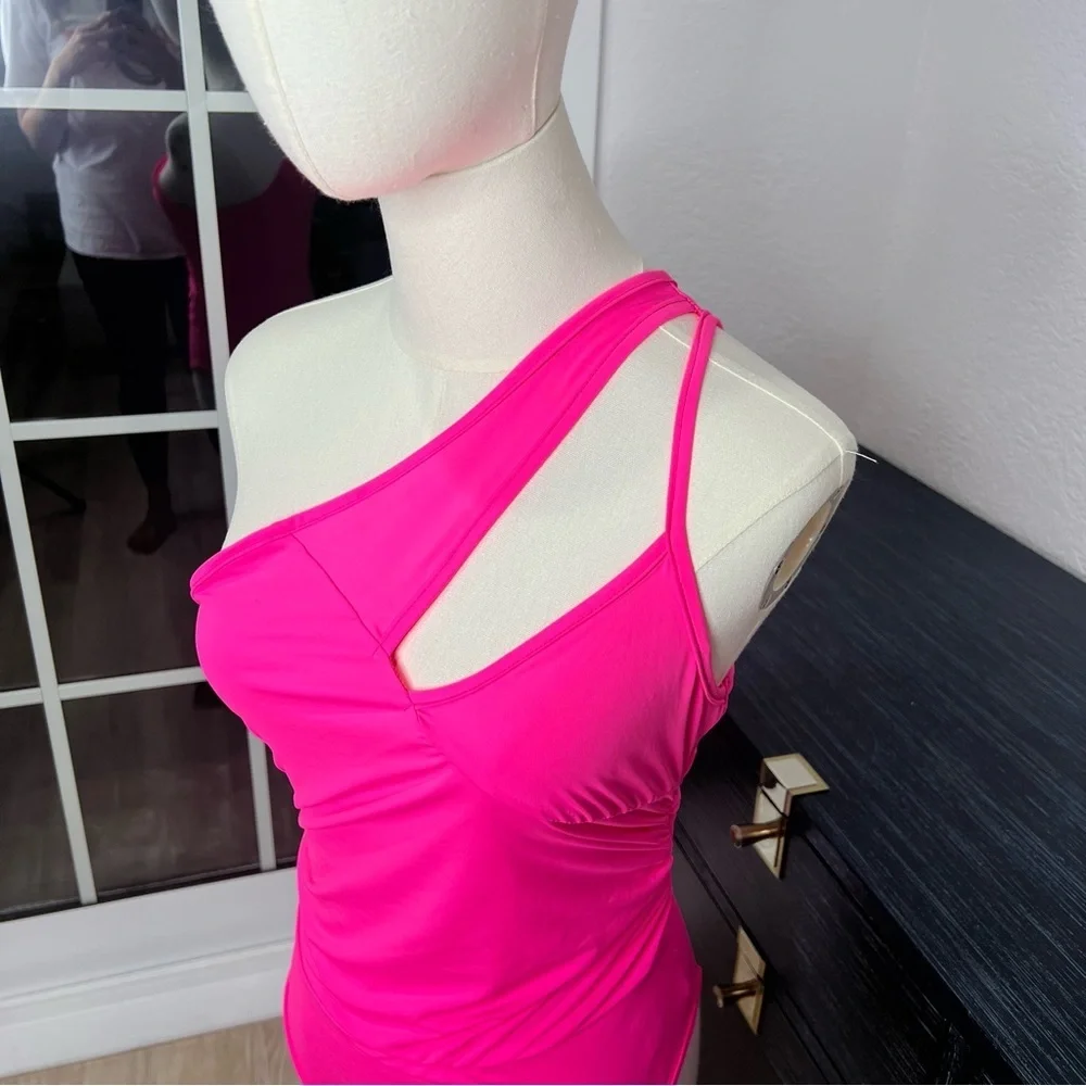 NWT Neon Pink Asymmetric Bodysuit - Picture 5 of 5